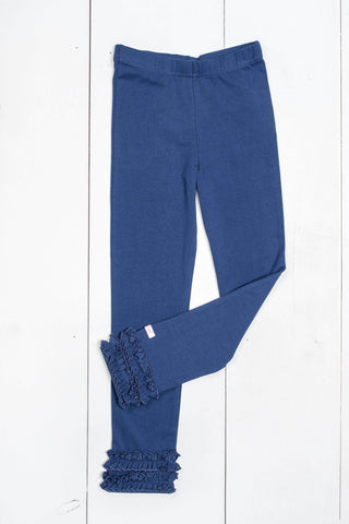 Navy Ruffle Leggings - Ruffle Butts-Girls Leggings/Bottoms-Simply Blessed Children's Boutique