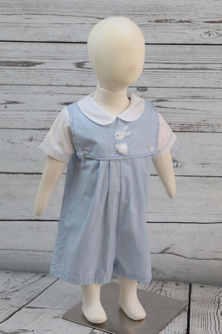 Petit Ami Blue Check Boys Easter Shortall-Boys One-Piece-Simply Blessed Children's Boutique