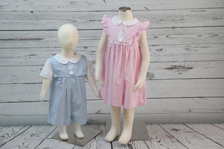 Petit Ami Blue Check Boys Easter Shortall-Boys One-Piece-Simply Blessed Children's Boutique
