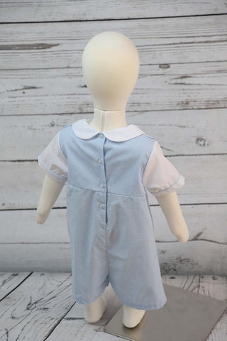 Petit Ami Blue Check Boys Easter Shortall-Boys One-Piece-Simply Blessed Children's Boutique