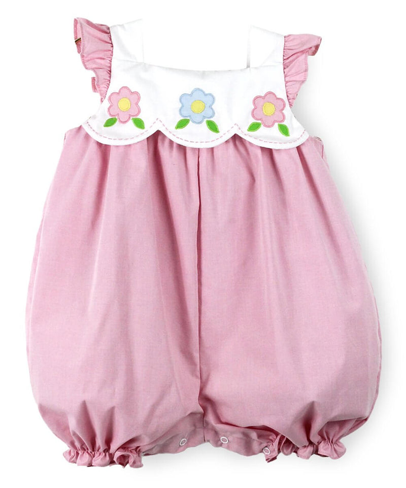 White & Pink Floral Bubble Romper
