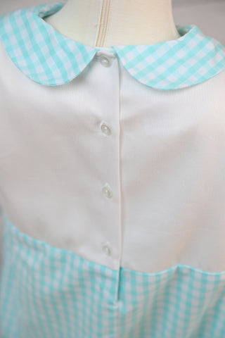 PETIT AMI BABY BOYS DOUBLE BREASTED AQUA CHECK ROMPER-Boys-Simply Blessed Children's Boutique