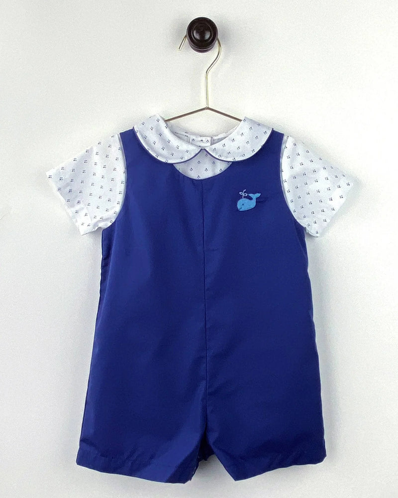 petit ami navy romper with printed under shirt