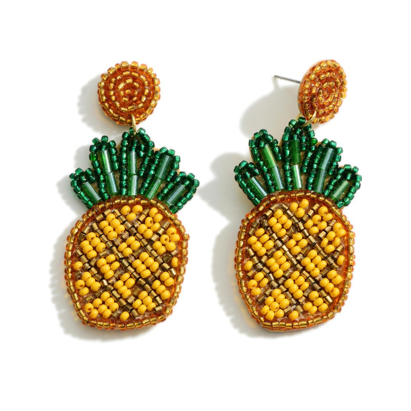 Beaded Pineapple Drop Earrings