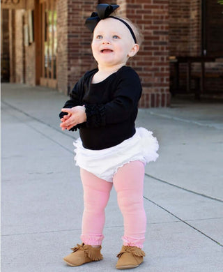 Pink Footless Ruffle Tights-Girls Leggings/Bottoms-Simply Blessed Children's Boutique