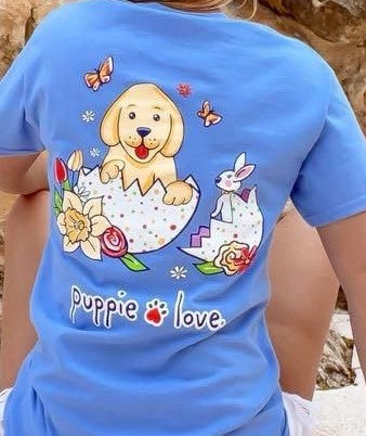 Kids Puppie Love Easter Egg Short Sleeve Shirt