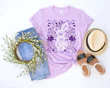 Purple Happy Easter Bunny Shirt-Women's Graphic Tees-Simply Blessed Children's Boutique