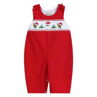 Red Santa and Reindeer Smocked Jon Jon-Misc.-Simply Blessed Children's Boutique