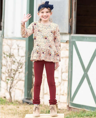 Rosewood Ruffle Leggings - Ruffle Butts-Girls Leggings/Bottoms-Simply Blessed Children's Boutique