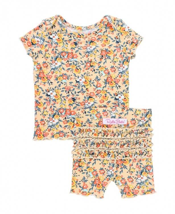 ruffle butt summer flower pajama short set