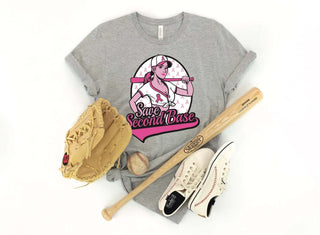 Save Second Base Breast Cancer Awareness Shirt-Women's Graphic Tees-Simply Blessed Children's Boutique