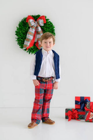 Sheffield Pants - Middleton Place Plaid With Grier Green Stork-Boys Pants-Simply Blessed Children's Boutique