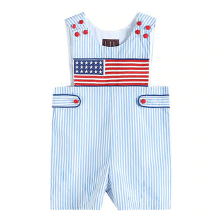 Lil Cactus Baby Boy Smocked American Flag Seersucker Jon Jon-Boys One-Piece-Simply Blessed Children's Boutique