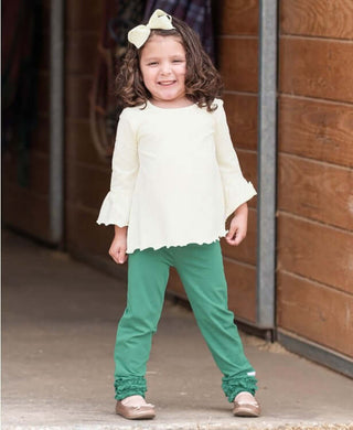 Spruce Ruffle Leggings-Girls Leggings/Bottoms-Simply Blessed Children's Boutique
