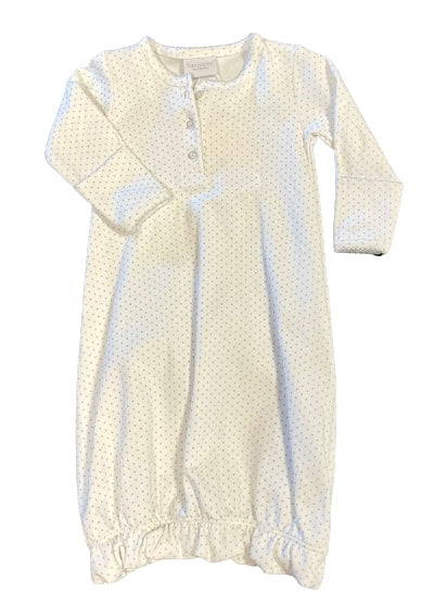 Squiggles Blue Swiss Dot Infant Gown