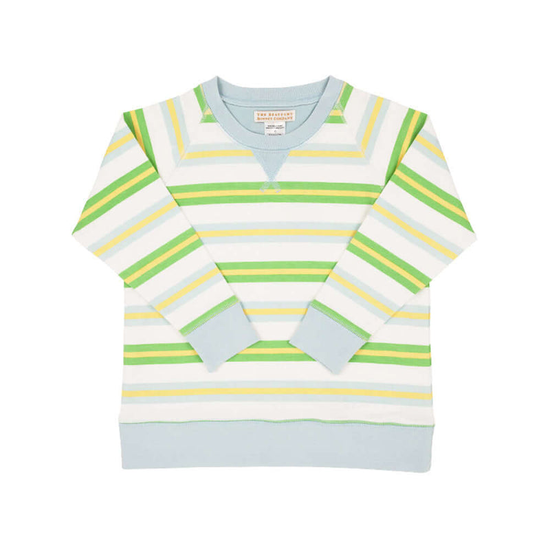 Cassidy Comfy Crewneck (Unisex) Seacrest Stripes With Buckhead Blue