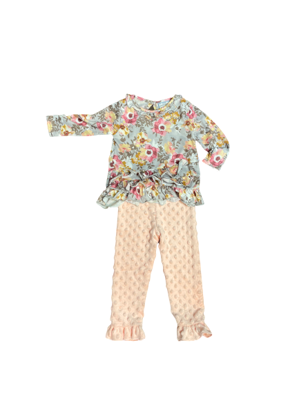Floral Ruffle Shirt with Pink Minky Pants
