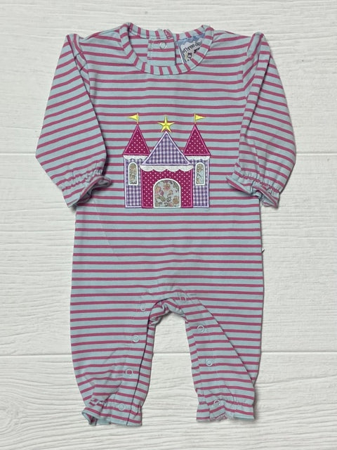 Three Sisters Baby Girls Castle Applique Romper-Infants-Simply Blessed Children's Boutique