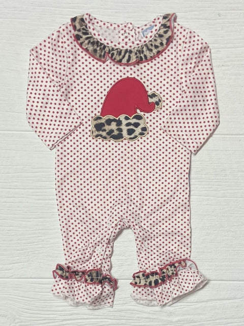 Three Sisters Baby Leopard Print Girls Christmas Romper-Infants-Simply Blessed Children's Boutique