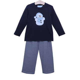 Trotter Street Kids Boy's Snowman Blue Pant Set-Misc.-Simply Blessed Children's Boutique