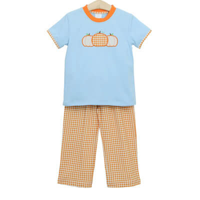 Trotter Street Pumpkin Trio Boys Pant Outfit-Boys-Simply Blessed Children's Boutique