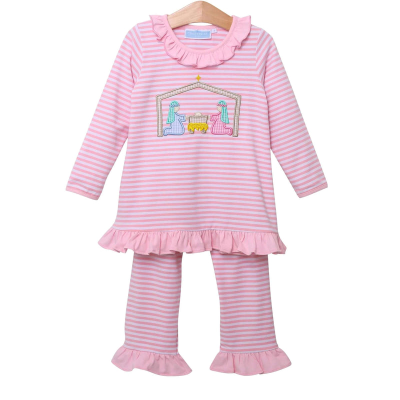 Nativity Long sleeve Ruffle Pants Set