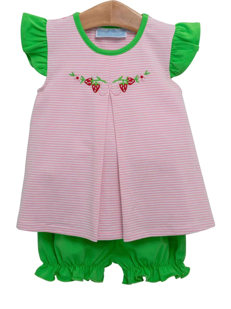 Strawberry Embroidery Bloomer Set