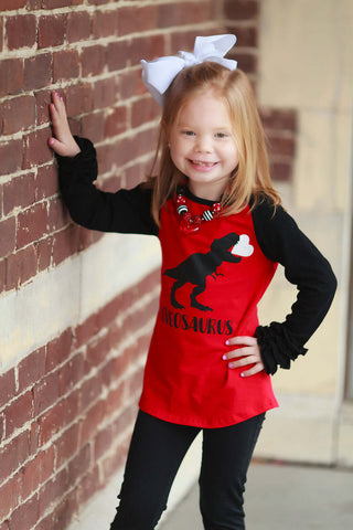 Valentine Dinosaur Shirt-Girls Long Sleeve Shirts-Simply Blessed Children's Boutique