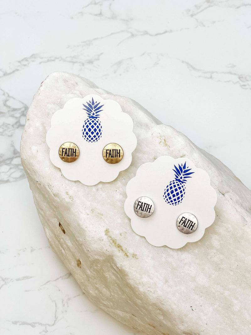 'Faith' Sentiment Stud Earrings