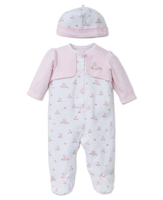 Little me Baby bunny one piece footed outfit with hat