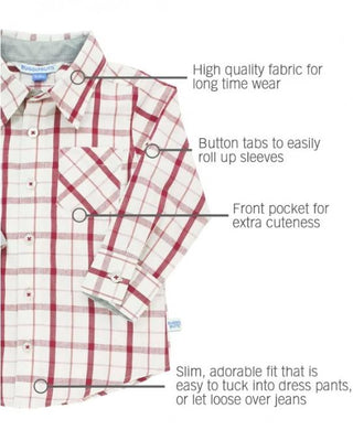 Cranberry Windowpane Button Down Shirt-Boys-Simply Blessed Children's Boutique
