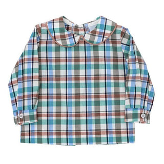 Bailey Boys Brown Plaid Infant Boys Piped Shirt-Infants-Simply Blessed Children's Boutique