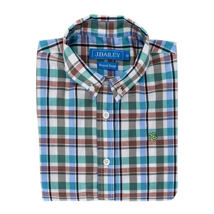 J Bailey Brown Plaid Boys Button Down Shirt-Boys-Simply Blessed Children's Boutique