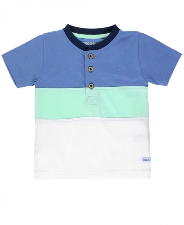 Blue & Neo Mint Color Block Henley-Boys-Simply Blessed Children's Boutique