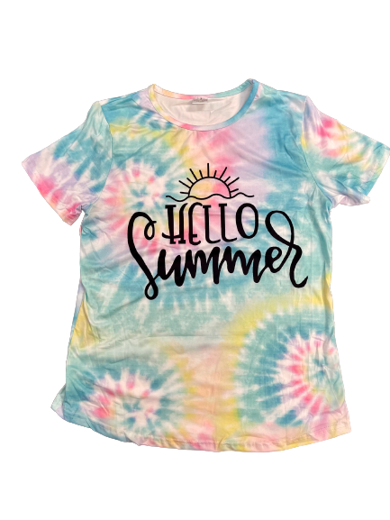 Hello Summer Ladies Tie Dye T-Shirt