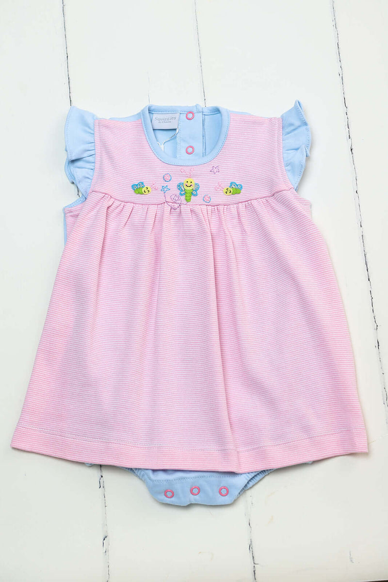 Squiggles Girls Pink Butterfly Flutter Romper-Girls-Simply Blessed Children's Boutique