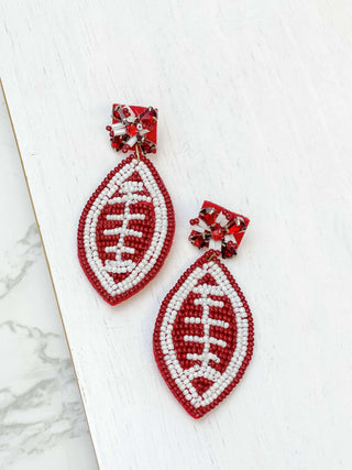 Glitzy Post Football Dangle Earrings