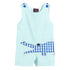 Aqua Striped Alligator Applique Shortalls