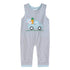 Lil Cactus Gray Striped Easter Bunny Truck Applique Overalls