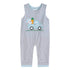 Lil Cactus Gray Striped Easter Bunny Truck Applique Overalls