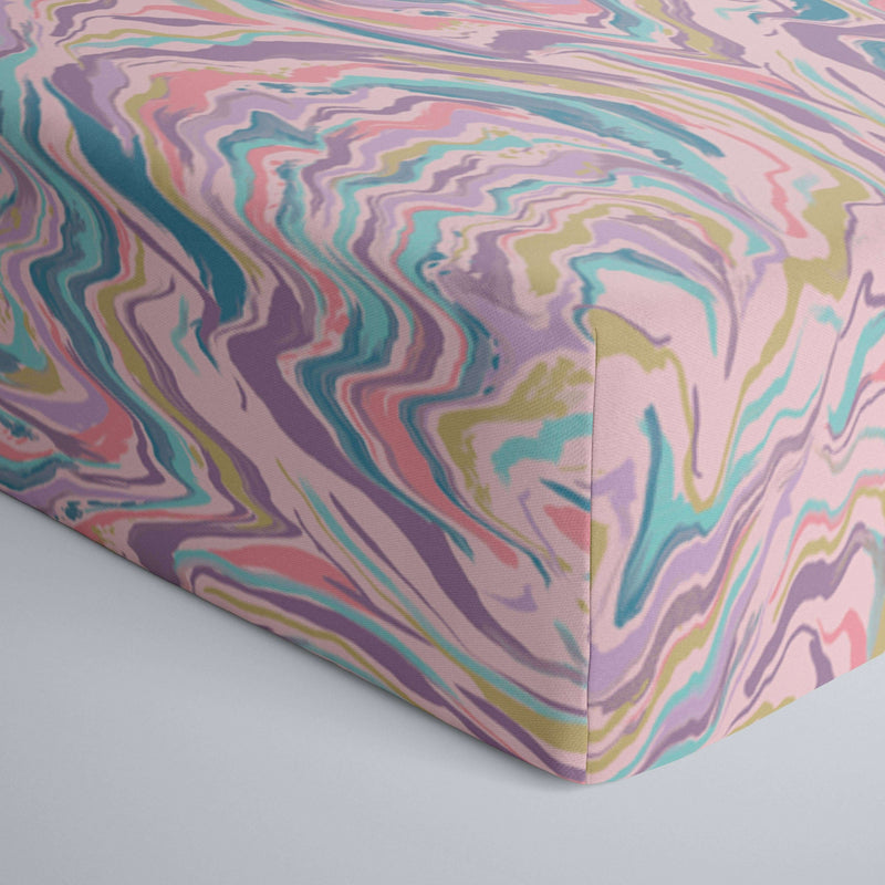 Pink Marble Swirl Fitted Crib Sheet