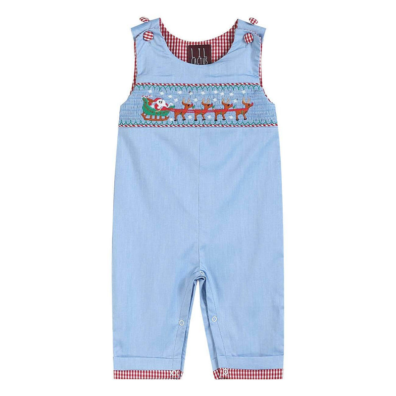 Light Blue Smocked Santa and Sleigh Jon Jon