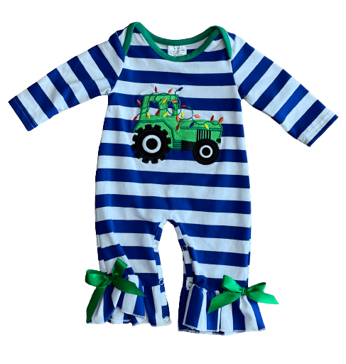 Tractor with Christmas Lights Romper
