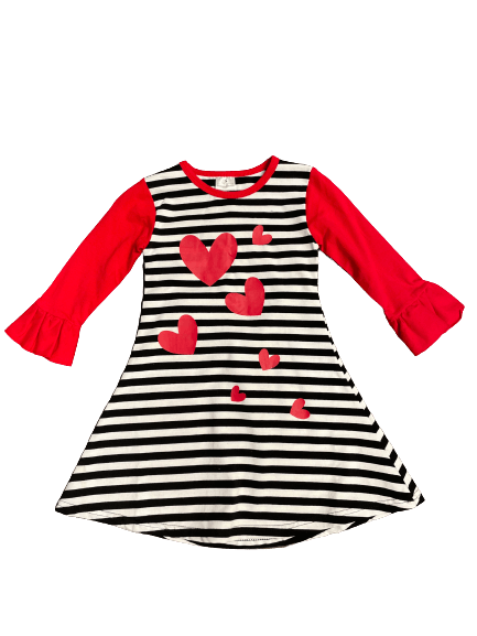 Black and White Stiped Heart Dress
