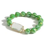 Green Beaded Stretch Bracelet