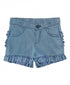 Light Wash Denim Ruffle Shorts