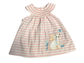 Girls Pink Striped Bunny Dress (Sizes 12 Months-Kids Large)