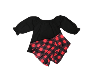Black & Red Buffalo Plaid Bell Bottom Outfit