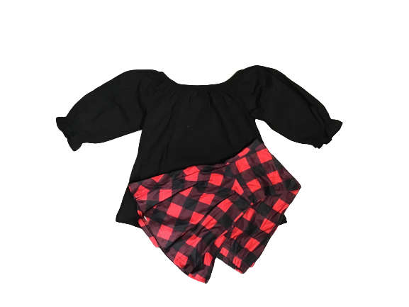 Black & Red Buffalo Plaid Bell Bottom Outfit