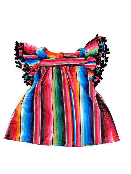 girls festive boutique Serape Flutter Sleeve Shirt